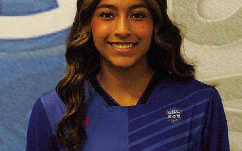 Name: Alison Gonzalez Class: Senior Sport: Soccer, Cross Country and Powerlifting Favorite Teacher or Coach: Mrs. Davis Favorite Place in Lampasas: Alamo Coffee One Person You Look Up To: My mom Main Goal This Season: Get better at controlling the ball