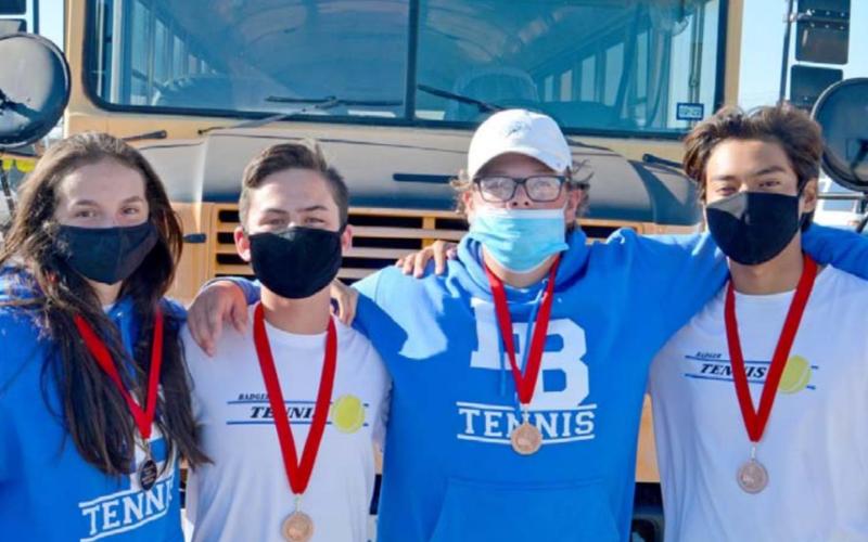 Isabel Pronovost, Sam Zmolik, Rory Magill and Mario Aguirre medaled at the Belton tennis tournament on Friday. KENNETH PEISER | COURTESY PHOTO