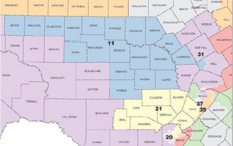 ERICK MITCHELL | DISPATCH RECORD Lampasas County currently is represented by Congressman August Pfluger of District 11. The counties in that congressional district are shown here in blue.
