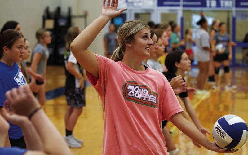 HUNTER KING | DISPATCH RECORD Meredith McBeth helped out during the camp. The incoming senior will be a part of the Lady Badgers this season.