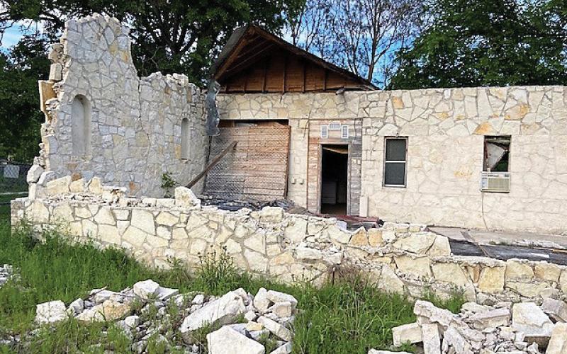 St. Paul’s AME Church on East Fourth Street is considered the most endangered of the Lampasas properties on the Preservation Texas list for 2023. courtesy photo | preservation texas