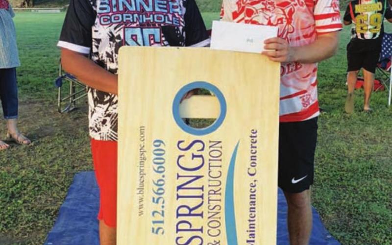 Mason Vega and Levi Lechner took home second in the cornhole upper bracket. COURTESY PHOTO