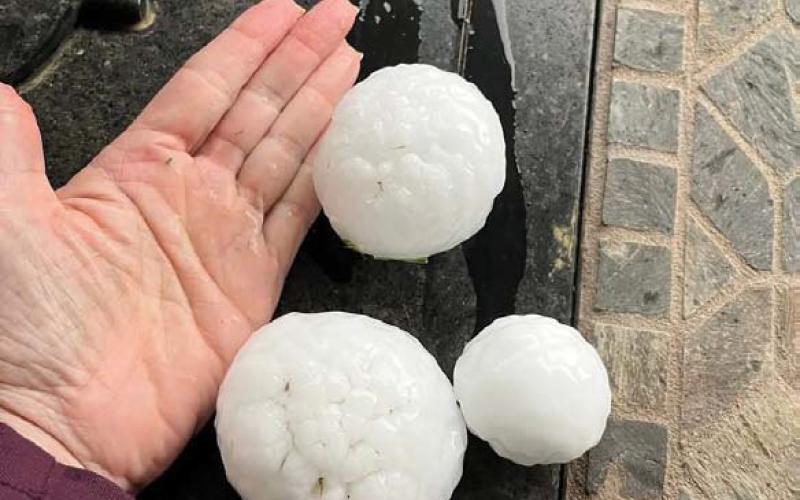 COURTESY PHOTO | FACEBOOK Although Lampasans saw quarter-sized hail pummel the area Thursday night, baseball and softball-sized stones struck in the Kempner area off FM 2657 near the Lampasas River.