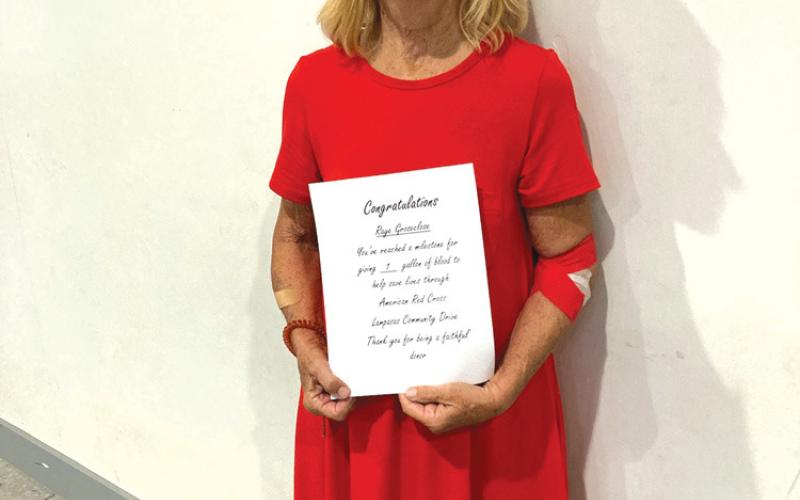 Raye Goseclose reached one gallon of blood donated. Courtesy photo