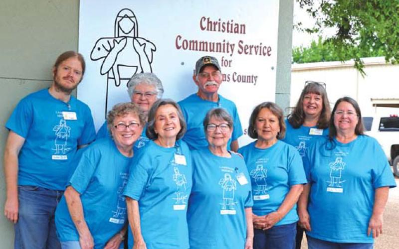 The volunteers at Lampasas Mission express joy in what they do to help others. Administrator Karla Miller, third from right, said she is grateful for the hard work volunteers put in as they work together to serve area clients. joycesarah mccabe | dispatch record
