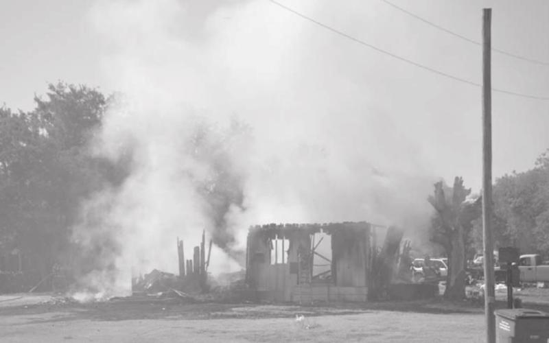This structure burned until around 10 a.m. Wednesday, when firefighters from four agencies were able to contain the blaze. MASON HINES | DISPATCH RECORD