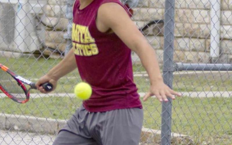 Francisco Jaimes returns a volley in practice. COURTESY PHOTO