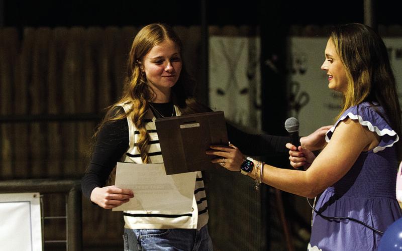 HUNTER KING | DISPATCH RECORD Kari Kepler receives her award as the Defensive MVP.