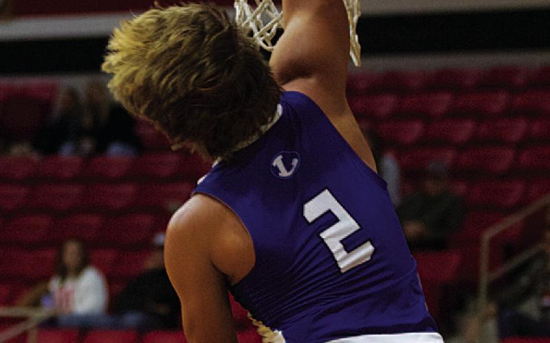 HUNTER KING | DISPATCH RECORD Haegan Oncken throws down a dunk against Hamilton.