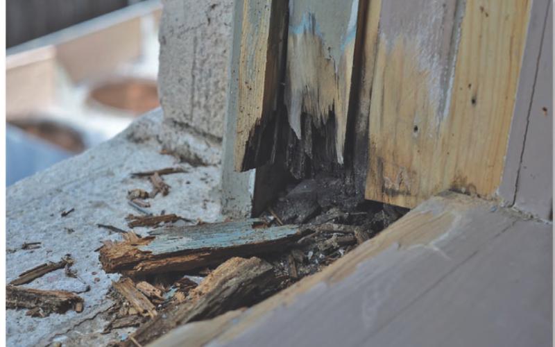 Windowsills like this one have deteriorated over time and have been one of the focal points of the courthouse restoration project. ERICK MITCHELL | DISPATCH RECORD
