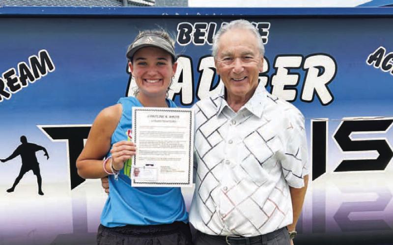 Caroline White was awarded the annual Phil King tennis scholarship. HUNTER KING | DISPATCH RECORD