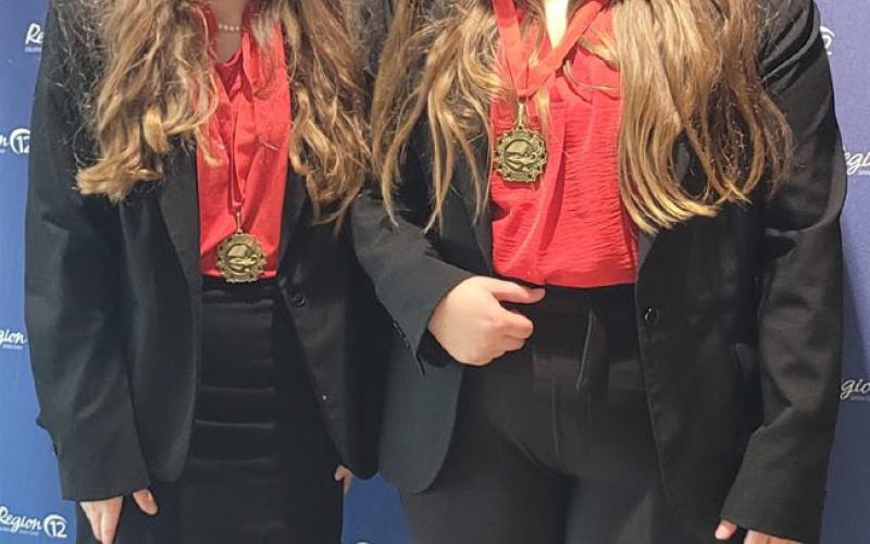 Lometa High School was well represented at the Region XII UIL Congressional Debate Tournament last Wednesday, qualifying two students for state competition in January. Lometa sophomore Jewel Groves, left, won the regional championship while freshman Nicole Cesinger placed third. CHERÍ JAY-WIENECKE | DISPATCH RECORD