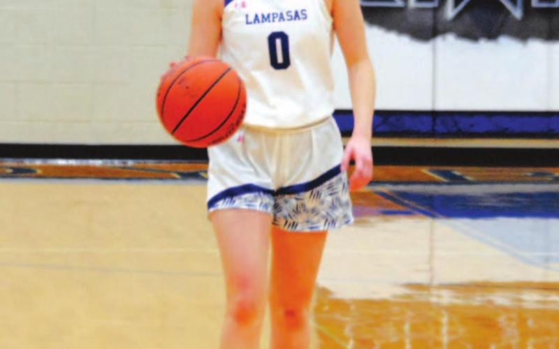 Addison Borchardt dribbles up the court against Stephenville. HUNTER KING | DISPATCH RECORD