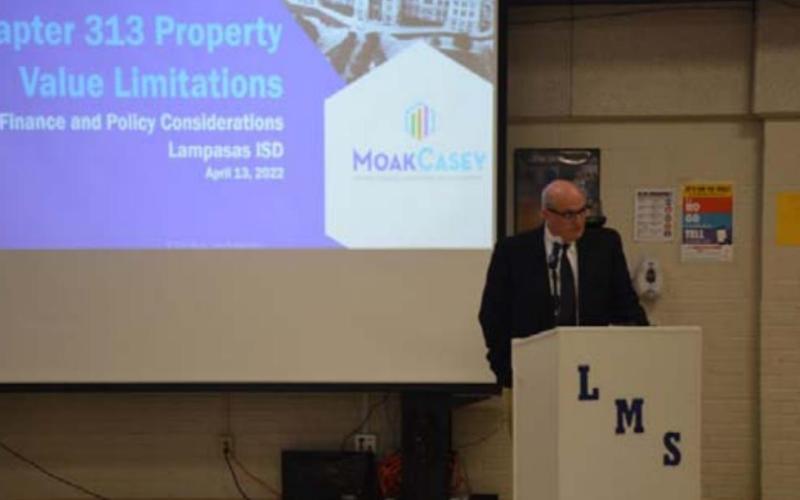 Daniel Casey of Moak, Casey and Associates gave a presentation on a Chapter 313 agreements. MONIQUE BRAND | DISPATCH RECORD