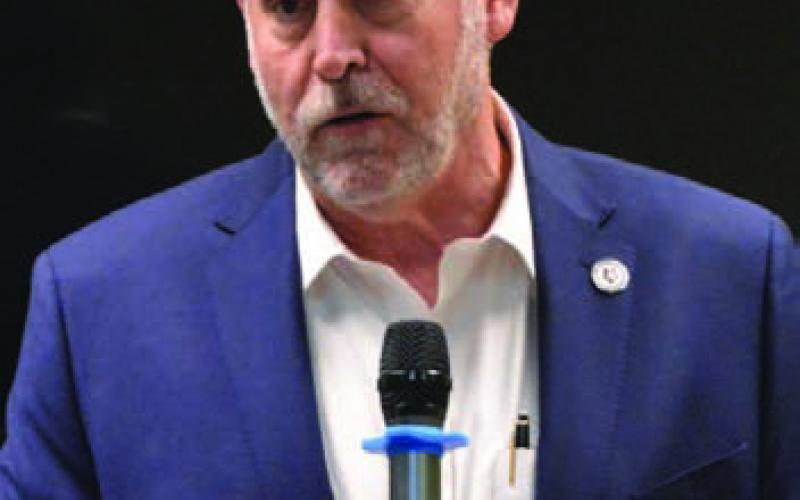 Rep. David Spiller (R-Jacksboro) speaks to Lampasas-area citizens on Thursday. ERICK MITCHELL | DISPATCH RECORD