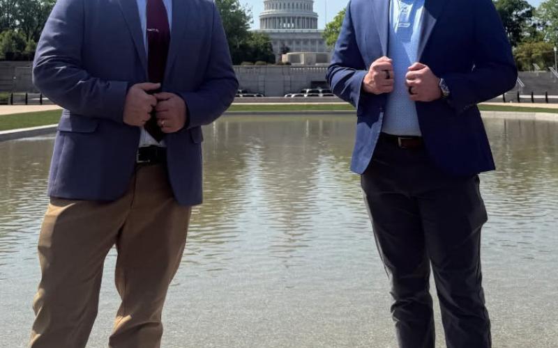 COURTESY PHOTO At left, Chris McNutt, president of Texas Gun Rights, poses for a photo in Washington, D.C. alonside Kyle Rittenhouse. Both McNutt and Rittenhouse will be in Lampasas on Tuesday at 5:30 p.m. Rittenhouse serves as the Texas Gun Rights’ partnership director and firearms instructor.