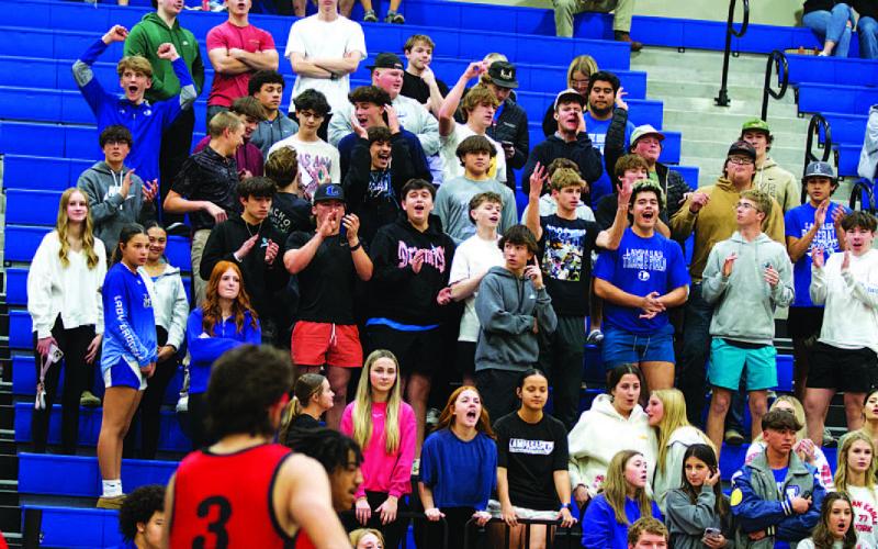 HUNTER KING | DISPATCH RECORD The Lampasas student section gets loud for the Badgers during last Friday’s contest.
