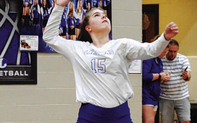 Ava Dowdy had two aces in the win over Marble Falls HUNTER KING | DISPATCH RECORD