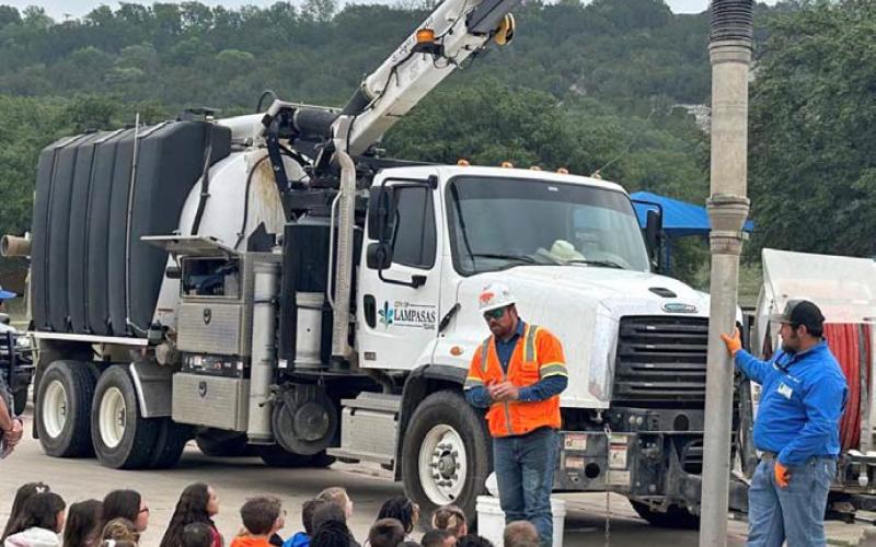 Josh Yoho brought his City of Lampasas truck to Career Day to show students some of what he works with in his position. Courtesy photo