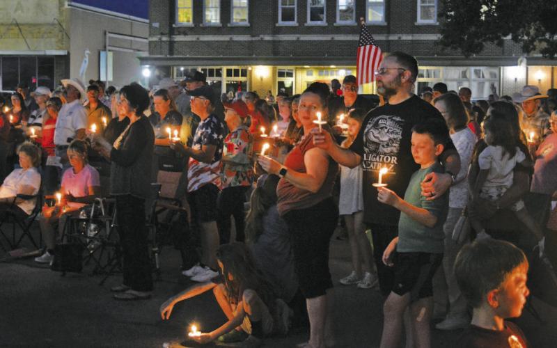 Residents gather to recognize the freedoms that conservative speaker Charlie Kirk championed across the nation and to pray for strength and corporate healing after his assassination last week. ERICK MITCHELL | DISPATCH RECORD