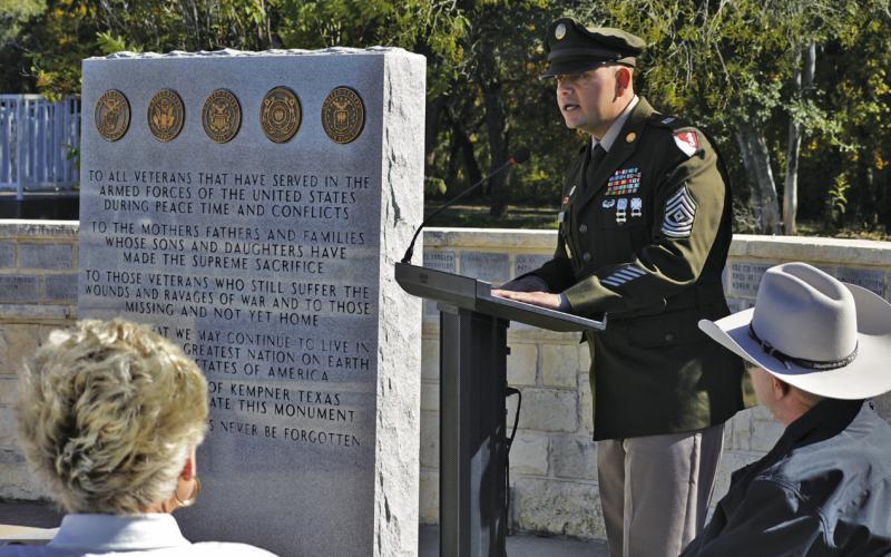 Kempner residents were treated to a keynote address from 1st Sgt. Daniel J. Escobedo during Tuesday’s event. ERICK MITCHELL | DISPATCH RECORD