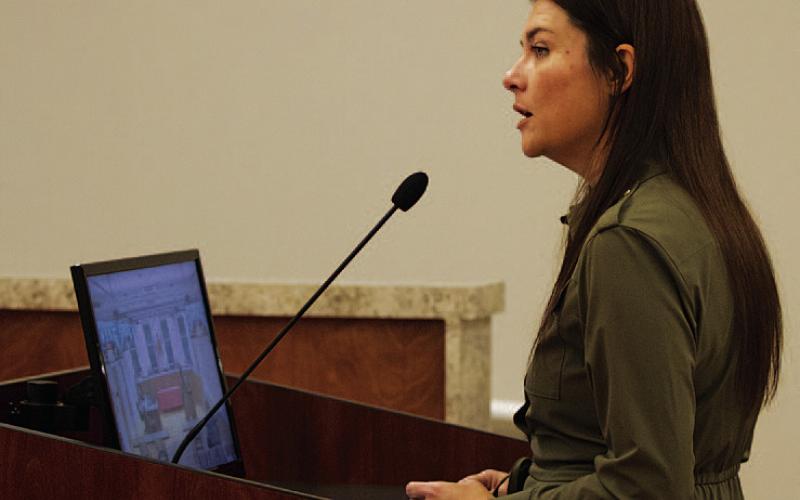 City Manager Erin Corbell provided an update on projects around Lampasas. She said the fall brush chipping program has concluded, and crews in the Electric Department will begin tree trimming work next week on the northeast side of town. HUNTER KING | DISPATCH RECORD