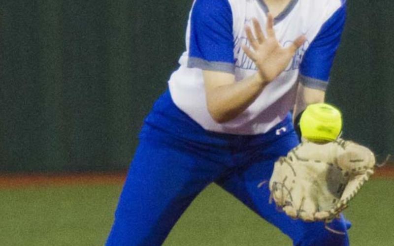 Autumn Beisel-Macomber fields a grounder at second base. JEFF LOWE | DISPATCH RECORD