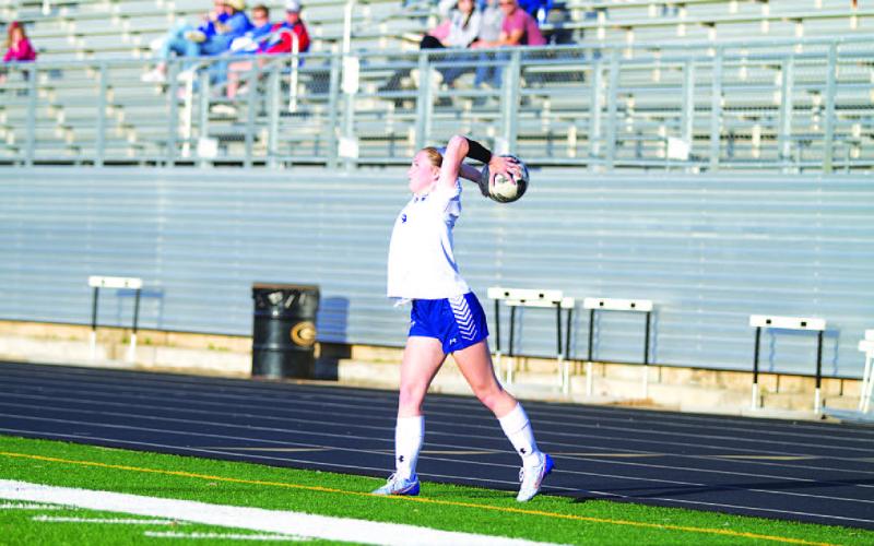 HUNTER KING | DISPATCH RECORD Nevaeh Stevens throws the ball in for the Lady Badgers.