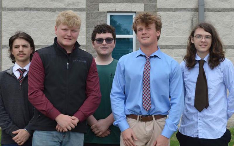 ERICK MITCHELL | DISPATCH RECORD Juniors who will represent Lampasas in Boys State are, from left, Austin Barber, Brody Hilgenberg, Grant Gill, Cayhil Isom and Noah Stokley.