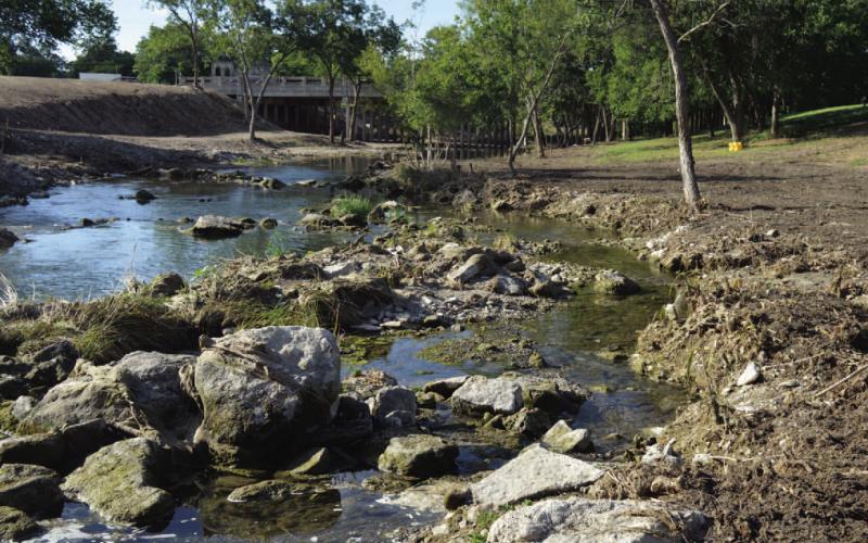 Volunteers with the non-profit group Forward Lampasas have worked diligently to clear Sulphur Creek of invasive plants and trash that had accumulated along the banks. The group has a three-year timeline to create a developed trail along the creek that will extend from Western to Fourth Street. ERICK MITCHELL | DISPATCH RECORD