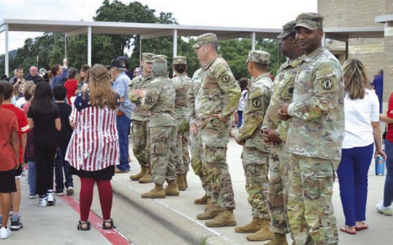 U.S. Army servicemembers from Fort Cavazos were present at Wednesday’s 9/11 remembrance ceremony at Taylor Creek Elementary School. ERICK MITCHELL | DISPATCH RECORD