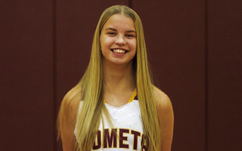 Name: Abigail Tower Class: Sophomore Sport: Basketball, Volleyball, Track, and Tennis Favorite School Subject: History Favorite Vacation: Florida One Person To Meet: Adam Sandler Main Goal This Season: Make the playoffs