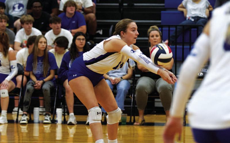 HUNTER KING | DISPATCH RECORD Abbey Green passes the ball to a teammate during the Lady Badgers’ match against Shoemaker.
