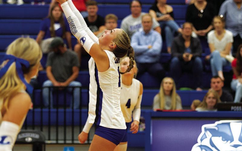 Brailey Wilson sets the ball up for a spike. She led the team in assists with 11. HUNTER KING | DISPATCH RECORD