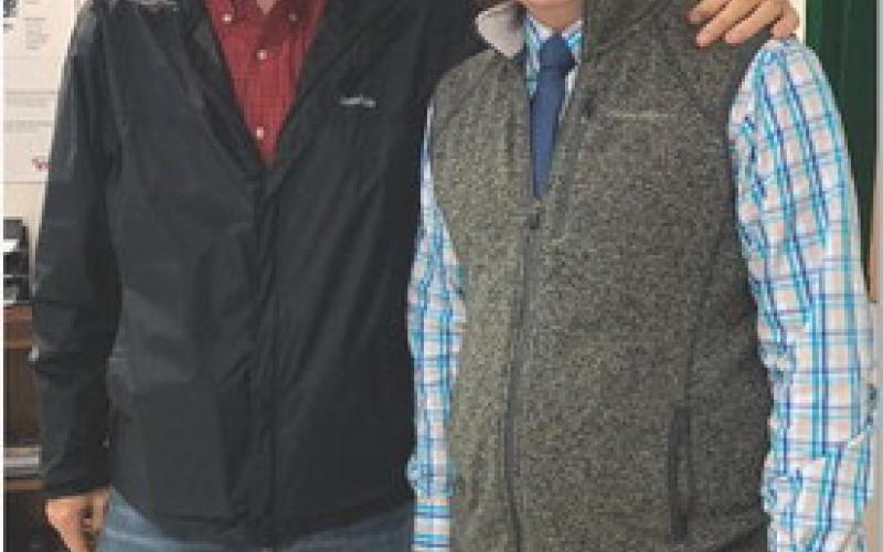 Dr. Steve Forsythe, at left, is pictured with Josh Massey, who teaches agriculture at Academy High School. Massey previously was a student-teacher under Forsythe at Lampasas High School. courtesy photo