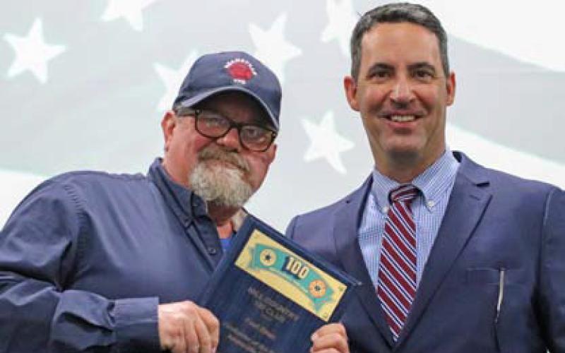 Paul Elton, left, was named Firefighter of the Year for Adamsville Volunteer Fire Department. COURTESY PHOTO | HILL COUNTRY 100 CLUB