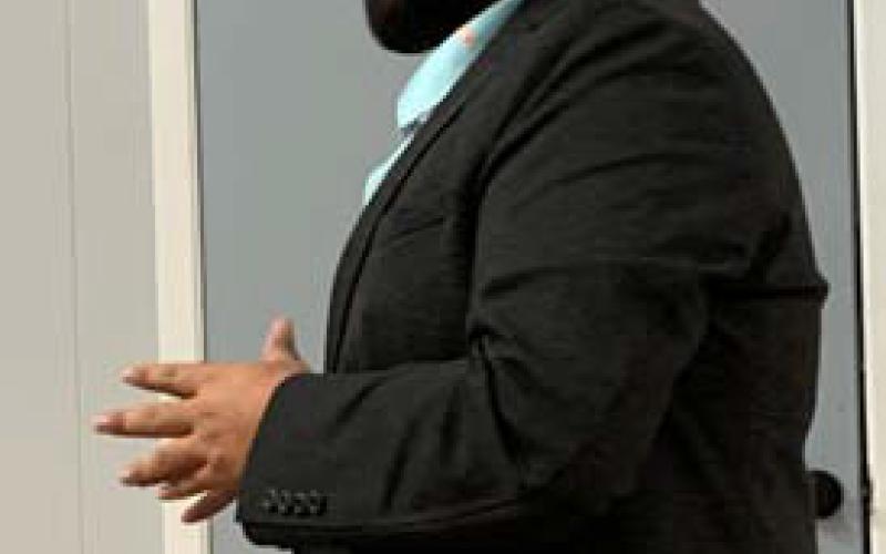 Victor Hermosillo, store manager of the Lampasas Walmart, explains how nonprofit groups can apply for a Walmart donation. courtesy photo
