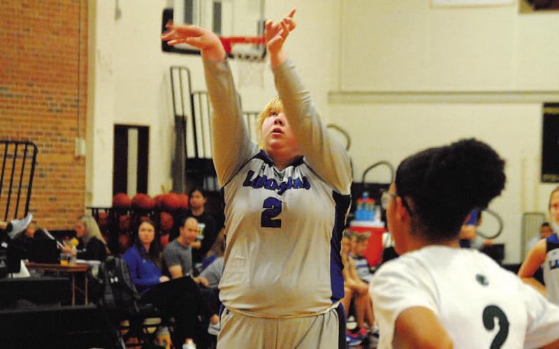 Morgan Lovejoy is one of the 6’1” girls, along with Abigail Williams, who gives the Lady Badgers a height advantage over most of their opponents. HUNTER KING | DISPATCH RECORD