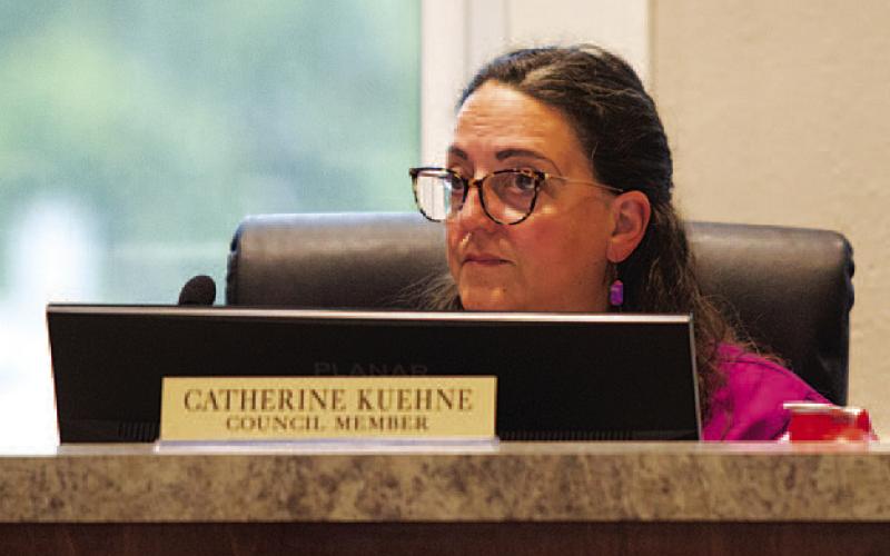 After the council swore in new members and recognized outgoing councilmen Zachary Morris and Myles Haider, Councilwoman Cathy Kuehne was named to serve as mayor pro tem for the next term. HUNTER KING | DISPATCH RECORD