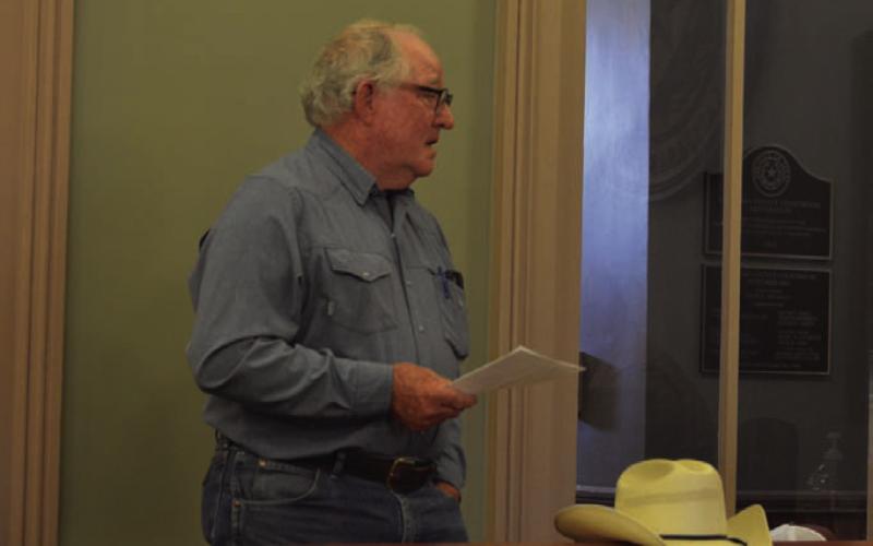 Lampasas County resident Mickey Edwards highlighted his concerns with data centers to the Lampasas County Commissioners Court in Monday’s regular meeting. ERICK MITCHELL | DISPATCH RECORD