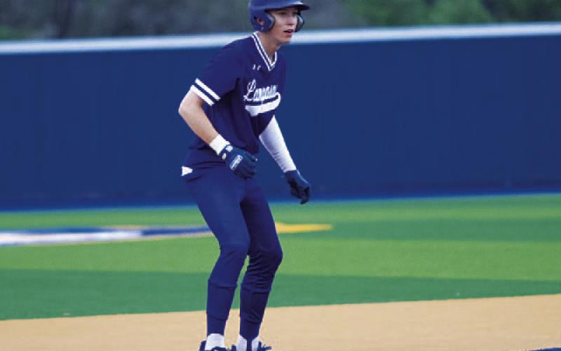 HUNTER KING | DISPATCH RECORD Jonas Andersen gets a lead off second base during the early innings.