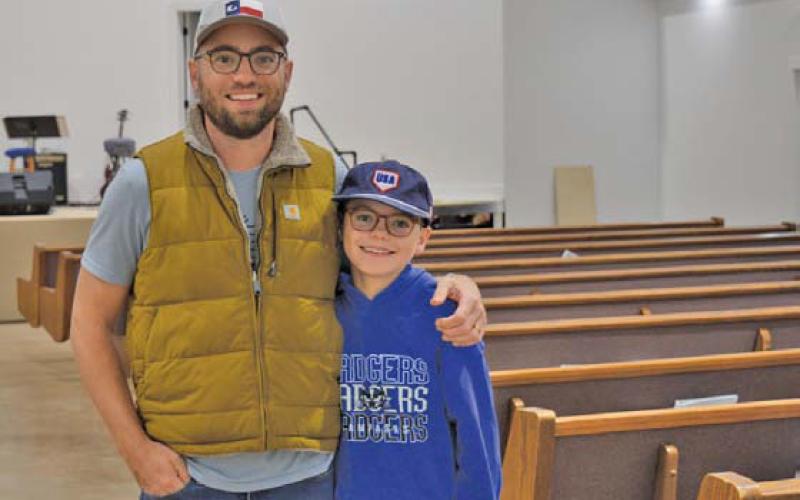 Pastor Zach Huckabee and his son Clive show off Lampasas Community Church’s new sanctuary at 1601 E. Fourth St. erick mitchell | dispatch record