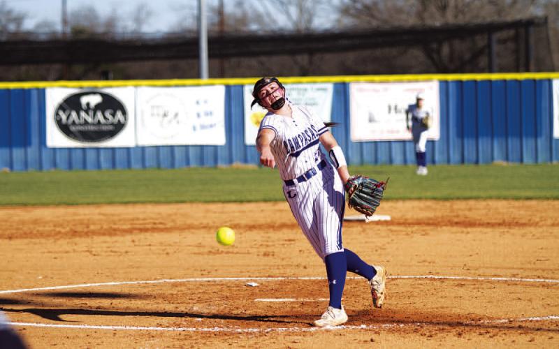 HUNTER KING | DISPATCH RECORD Brooklyn Farmer releases a pitch during an early-season scrimmage against Stephenville.