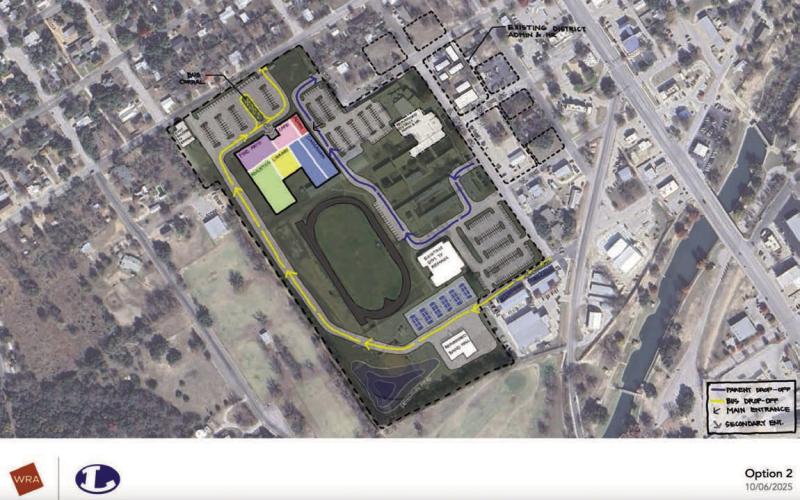 Option 2 is the most expensive of the three designs, coming in at $1 million to $1.5 million above the others. The Bozarth-Fowler Gymnasium would be repurposed as an auditorium, and new gyms would be built. WRA ARCHITECTS