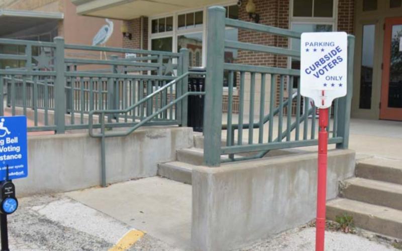 Voters unable to go inside the election office, at 407 S. Pecan St. in Lampasas, can use curbside voting. MONIQUE BRAND | DISPATCH RECORD