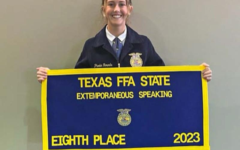 Lampasas FFA member Phoebe Rounds advanced from area to the state public speaking contest this year. She competed against other FFA members from throughout Texas and advanced to the finals, where she placed eighth in Extemporaneous Public Speaking. COURTESY PHOTO | JUDY HAIL