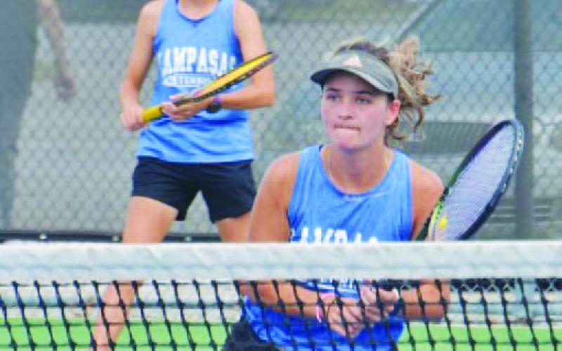 Caroline White and Madelynn White are playing in the state tennis tournament on May 7-8. FILE PHOTO