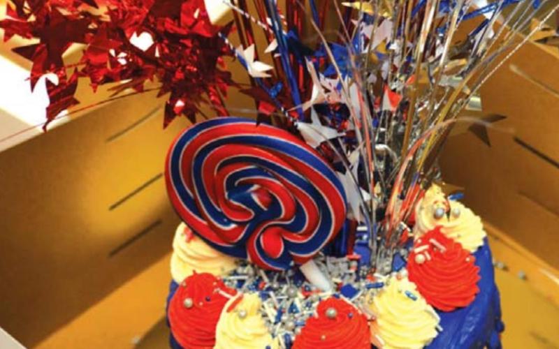 One entrant decorated a cake red, white and blue for the Theme category to celebrate “Let Freedom Spring.” MASON HINES | DISPATCH RECORD