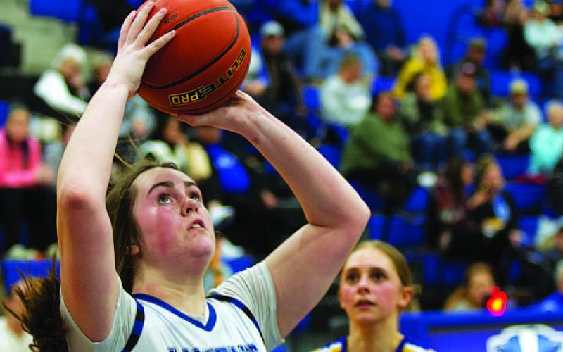 Abigail Williams goes up for an easy two points in the second half. HUNTER KING | DISPATCH RECORD