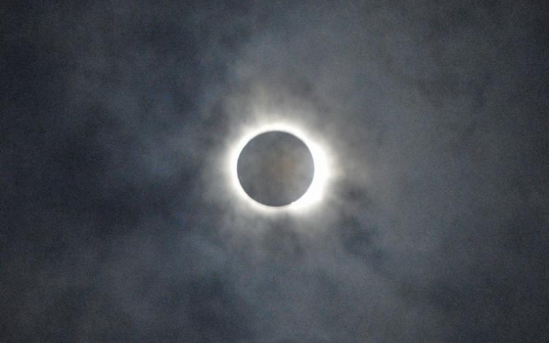 ERICK MITCHELL | DISPATCH RECORD This was the view of the 2024 total solar eclipse from the 580 Sports Park during totality Monday afternoon.